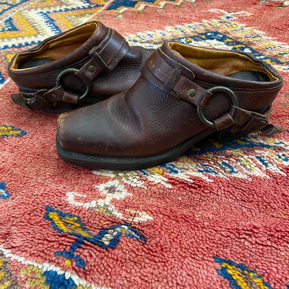 Vintage Frye Belted Harness Mules